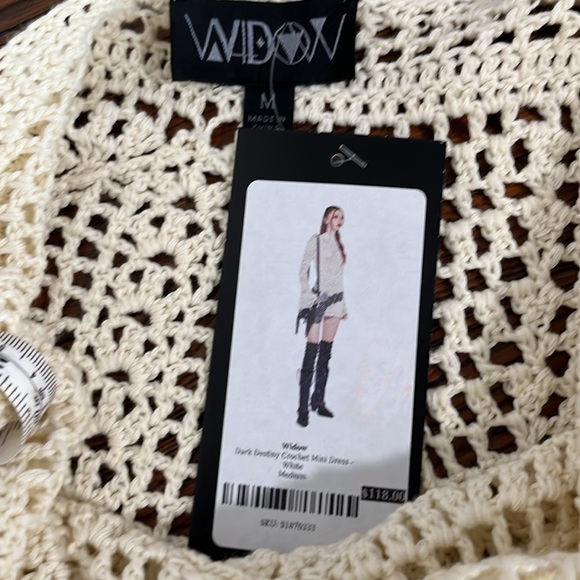 NWT  DOLLS KILL WIDOW  SIZE MEDIUM DARK DESTINY CROCHET MINI DRESS - Picture 5 of 6